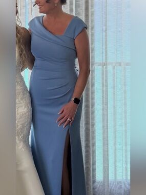 Mother of the Bride Sleeveless Light Blue Maxi Dress with Side Slit